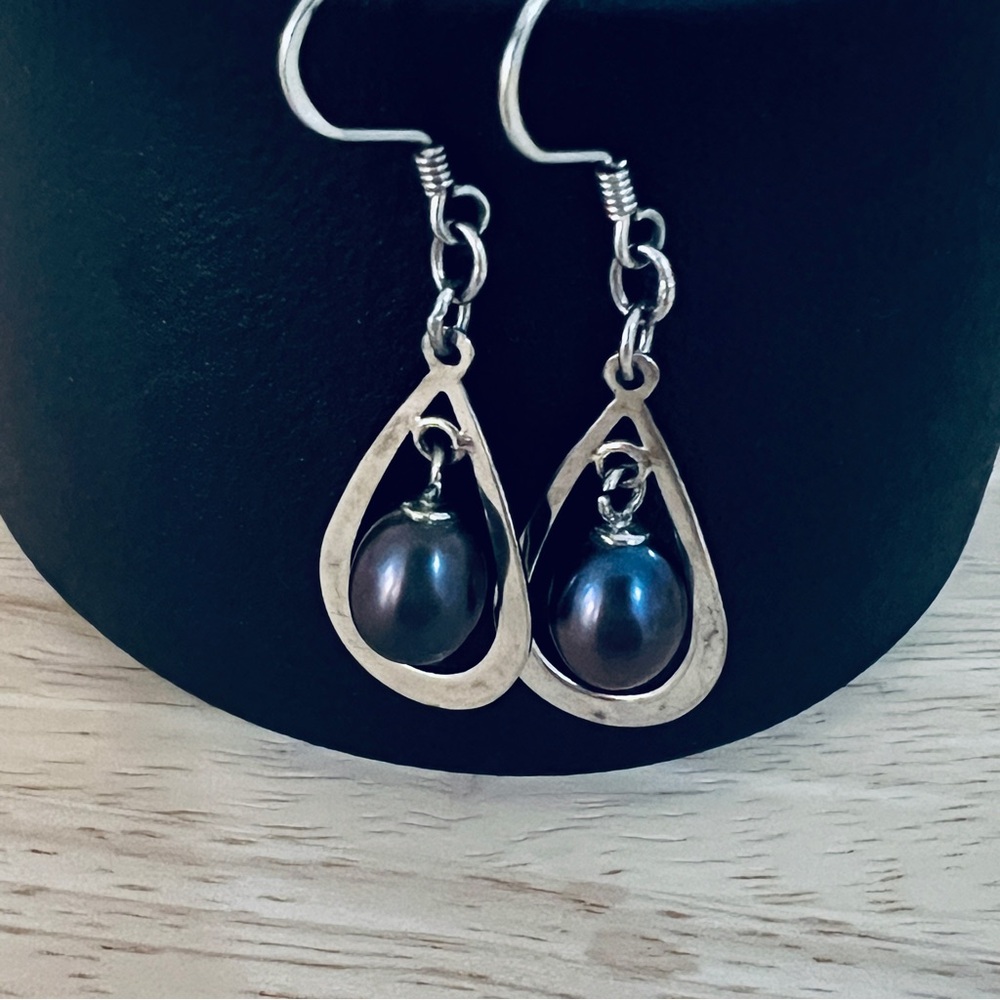 Suspended Pearl Teardrop Earrings